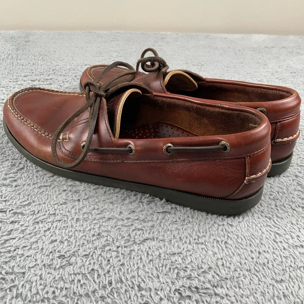 LL Bean Boat Shoes Mens 10 EE Brown Leather Casco Bay Moccasin Loafers Casual